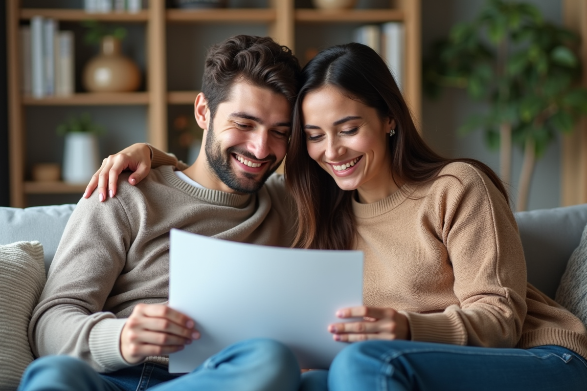 Jeune couple assis sur un canapé en discutant