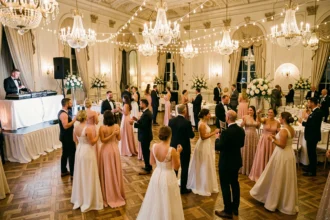 Réception de mariage animée par un DJ dans un château de la région Auvergne-Rhône-Alpes