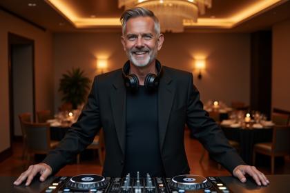 DJ homme d'âge moyen souriant lors d'un événement privé