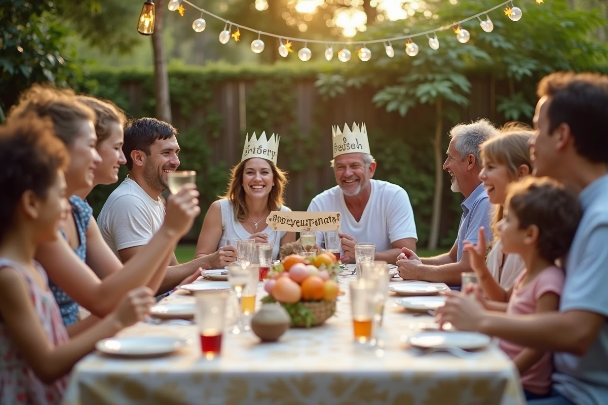 Famille r&eacute;unie autour d