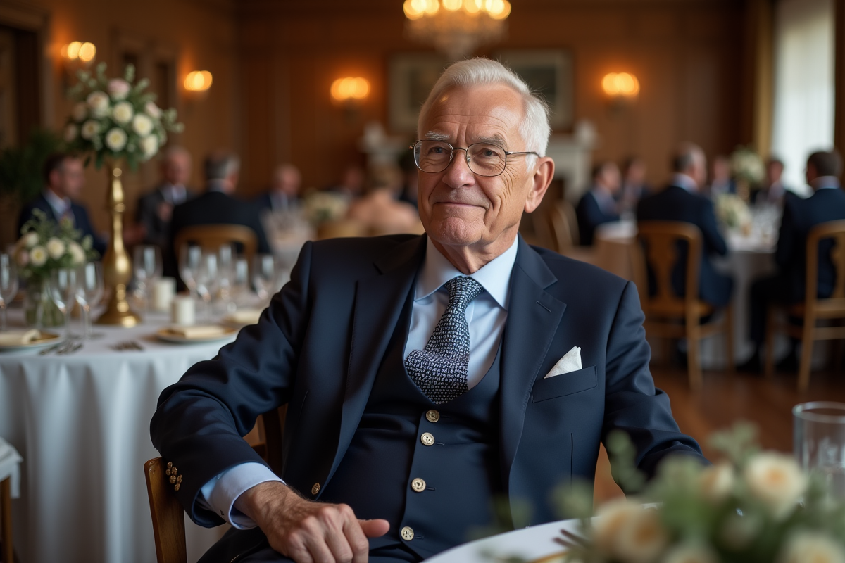 Homme distingué assis lors d