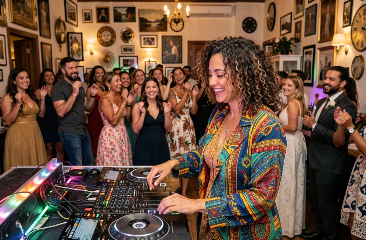 Rolla, DJette à l'ambiance éclectique, animant une soirée de mariage festive